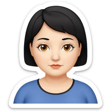 woman 60, brown eyes, very short black hair, chubby sticker