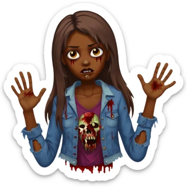 Long hair Brown zumbi famele sticker