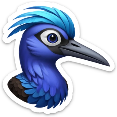 Blue Sicklebill headshot sticker