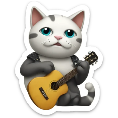 sad cat playing guitar sticker
