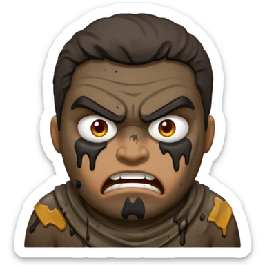 Rahjeed covered in dirty chunky mud angry sticker