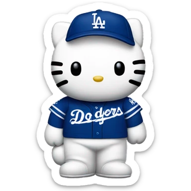 Hello kitty wearing dodgers gear sticker