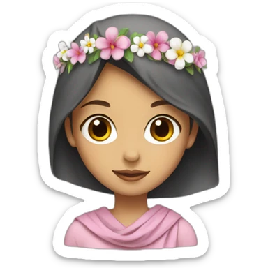 a girl with a muslim scarf with a flower crown sticker
