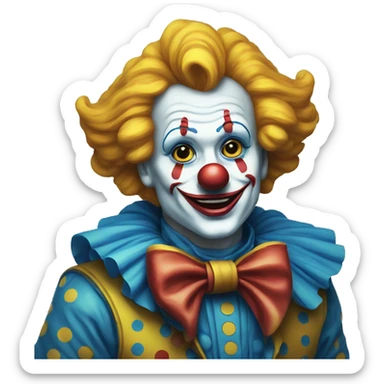 Classic clown from telegram in blue-black-yellow coloring book sticker