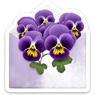pink pansies placed in a purple aesthetic envelope  sticker