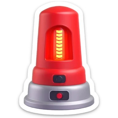 3D render of a red emergency siren light with a bright glow on top of a silver base, in Pixar-style, soft shadows, isolated on white background, professional but playful look

 sticker