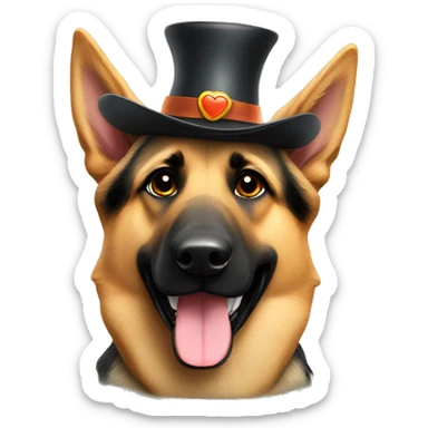 German shepherd with silly hat sticker