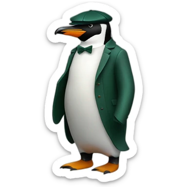 penguin with a dark green peaky blinders flat cap sticker