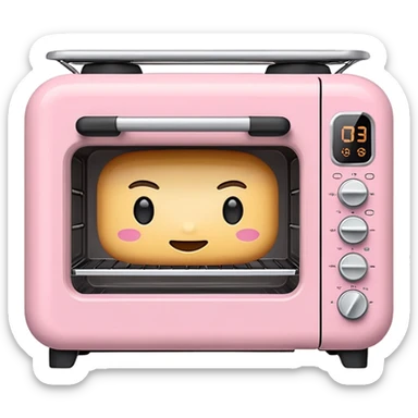 Cute emoji-style Ninja Combi countertop oven, pastel pink appliance, rounded edges, soft highlights, simple shadows, modern kitchen gadget aesthetic, realistic, centered, white background sticker