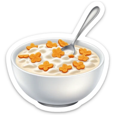 bowl of cereal with milk and spoon sticker