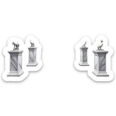 An icon featuring an elegant art gallery with classic paintings hanging on the walls, and sculptures displayed on pedestals. Visitors admire the exhibits, capturing the essence of culture, history, and art. Set against a transparent background. sticker