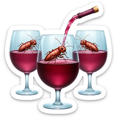 Pink cockroaches having a huge glass of wine sticker