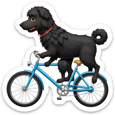 Black shaggy dog on a bike sticker