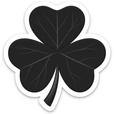 Full black colour  5 leaf clover with veins little visible sticker