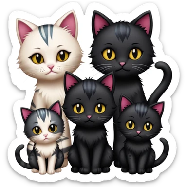 three emo cats in love with tattoos and cool hair, plus five emo kittens sticker