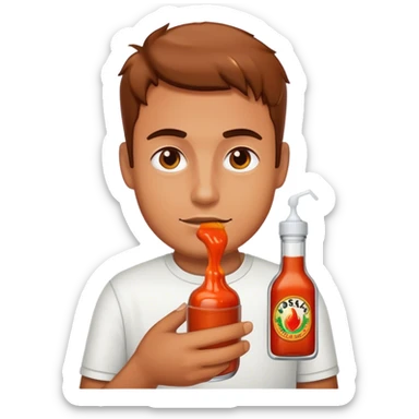 guy holding hot sauce and salt sticker