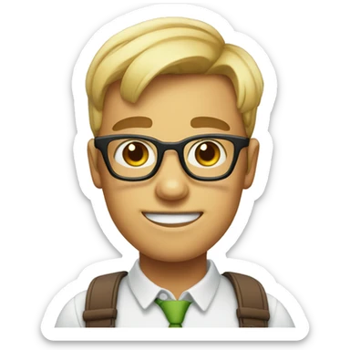 Nerd face with braces and big glasses sticker