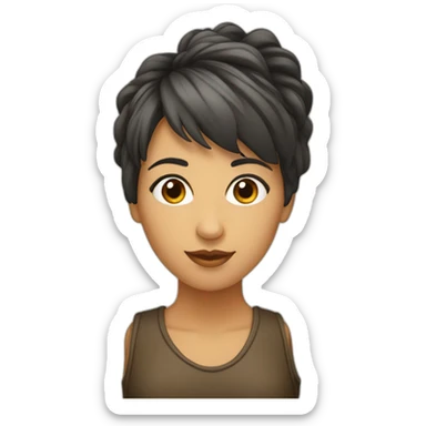 Mujer pelo castaño con flequillo sticker