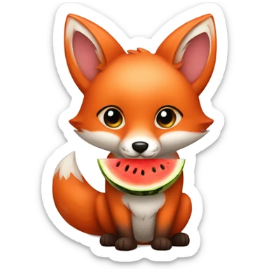 cute fox with watermelon sticker