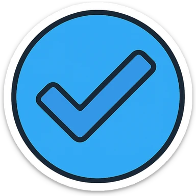 verified icon for social media, blue checkmark inside a circle, minimal, flat design sticker