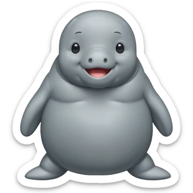 Manatee cute and fat emoji whole body sticker