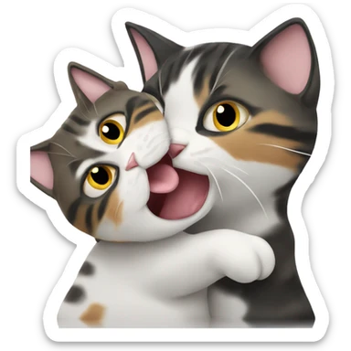 A cat biting another another cat's ear lobe sticker