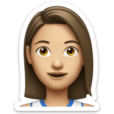 brunette female tennis player pointed nose sticker