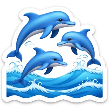 emoji style photo frame with blue dolphins and ocean waves sticker