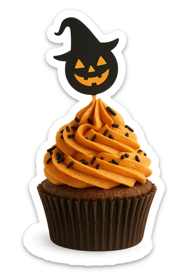 Halloween cupcake, remove background sticker