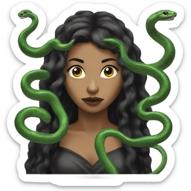 Snakes for hair medusa black witch sticker