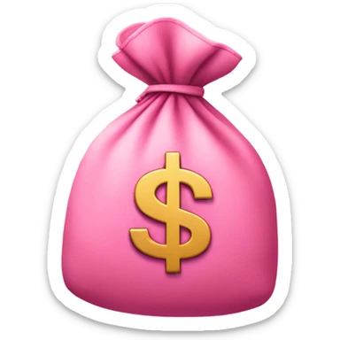 pink money bag with $ sign sticker