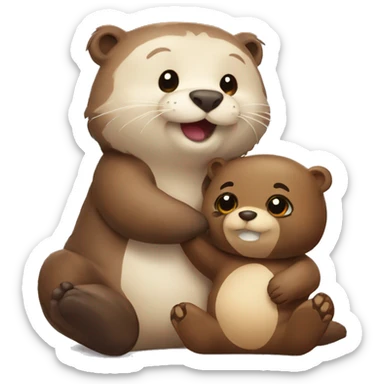 otter and stuffed bear in love sticker