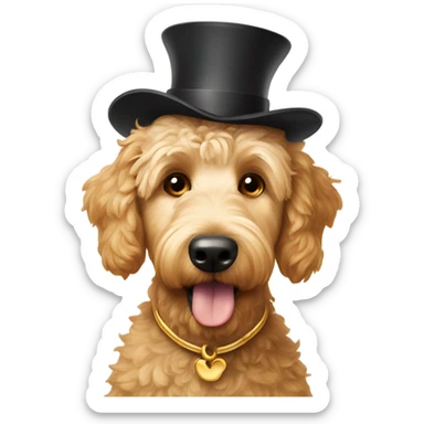 Golden doodle with Mickey Mouse ear hat sticker