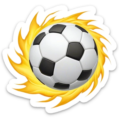 Cinematic Realistic image of a soccer ball soaring through the air, capturing dynamic motion and finely detailed textures with a dramatic, high-energy lighting that evokes the thrill of the game sticker