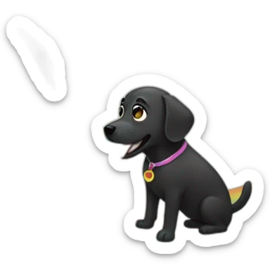 little black dog vomits rainbows sticker