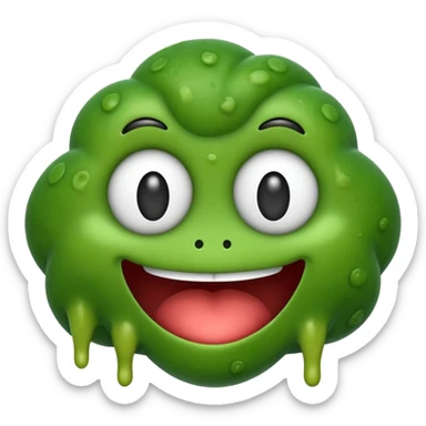 emoji representing AI slop, green and goopy, silly face sticker