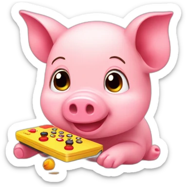 piglet playing videos games sticker
