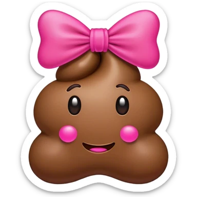 Poop emoji with pink bow on top sticker
