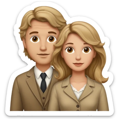 Married couple male dirty blonde hair and female brown wavy hair sticker