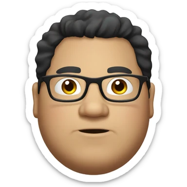 Fat guy with black hair and glasses sticker