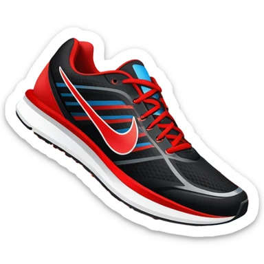 Running shoes placed on a professional track, ready for a sprint. The vibrant background features a stadium with cheering fans, a bright blue sky, and a digital timer displaying race time. Motion lines emphasize speed and energy. Transparent background highlights the athletic spirit. sticker