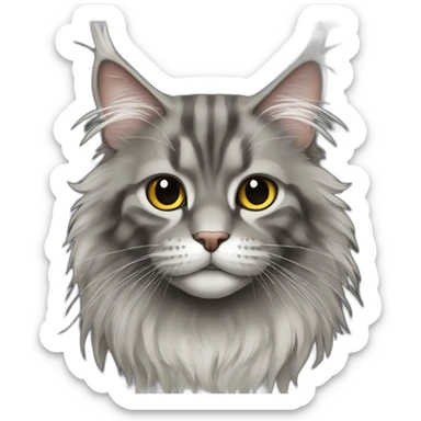 Maine coon grey black brown sticker