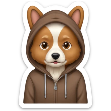 A dog wearing a hoodie sticker