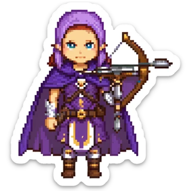 Archer Queen from Clash Royale with crossbow and purple cape sticker