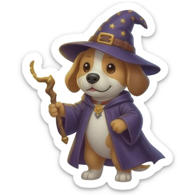 Dog wizard sticker