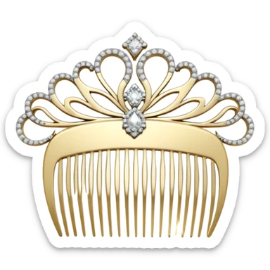 white hair comb with diamonds sticker
