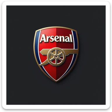 realistic illustration of cannon and shield inspired by Arsenal logo sticker