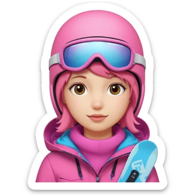 A snowboarder girl in a pink kosume sticker