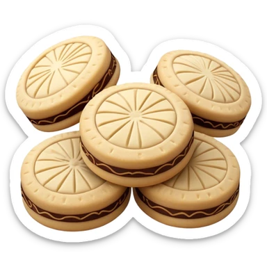 Cinematic Realistic Ma'amoul Dessert Emoji, featuring delicate shortbread cookies filled with dates or nuts rendered with intricate detail and warm, inviting lighting. sticker