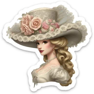 Highly detailed rococo hat sticker